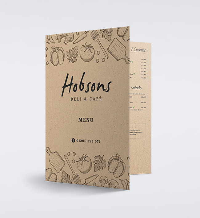 Menu printing for restaurants, cafes and takeaways