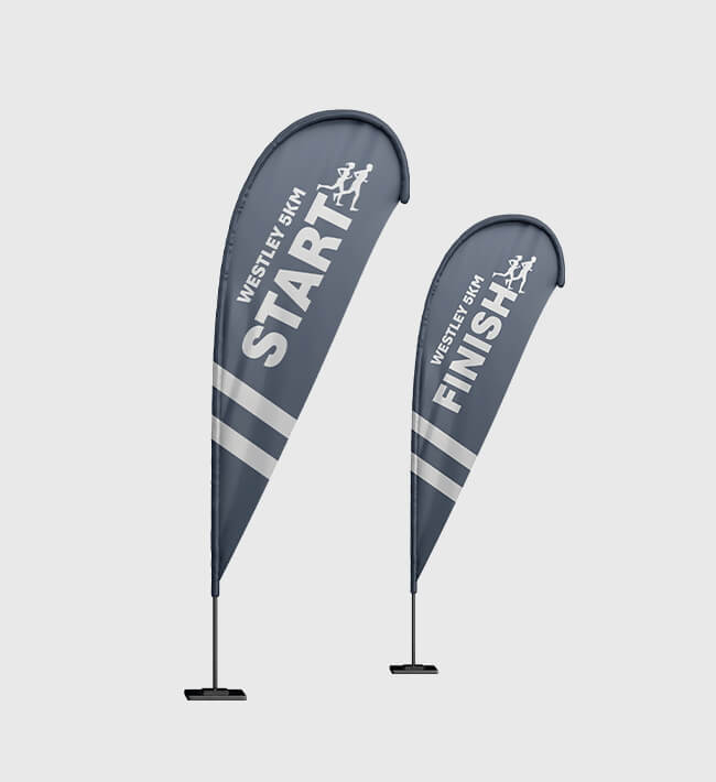 A range of feather flag sizes and styles
